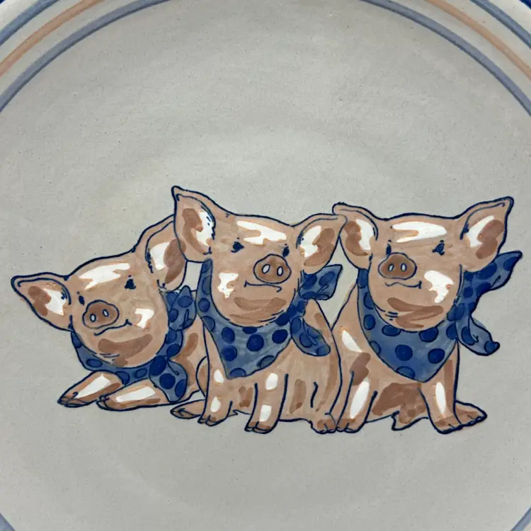 Louisville Stoneware "Precious Pigs" Pottery Dinner Plate Made in Kentucky 10”