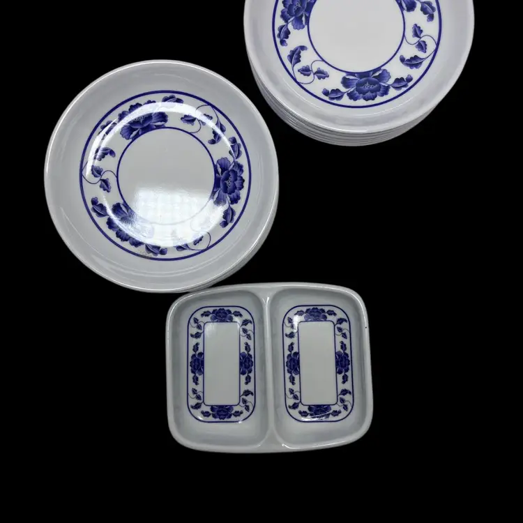 Melamine Thunder Group 1004TB 13  Lotus Pattern Melamine  1 oz Lotus Melamine Sauce Dishes And 1 4oz Divided Sauce Dish