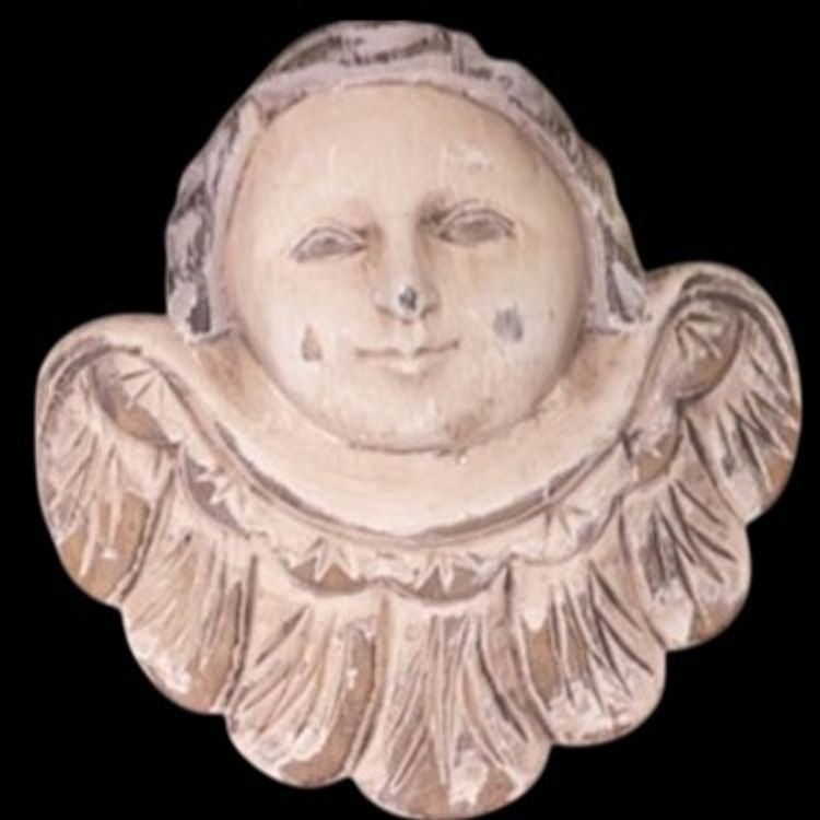 Vintage Painted Wood Cherub Faces Wall Decor4.5” x 7”