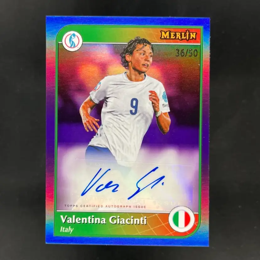 Valentina Giacinti 2025 Topps Merlin WEURO Purple /50 Autograph Soccer Card
