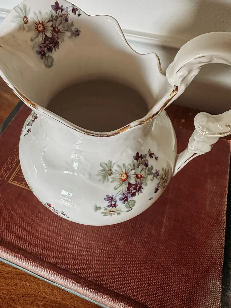 Edwin M Knowles Vintage Floral Pitcher