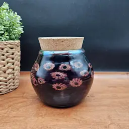 2016 Fernhill Glass Studios Claude Kurtz CWK Amethyst Purple Hand Blown Art Glass Candy Jar with Cork Lid