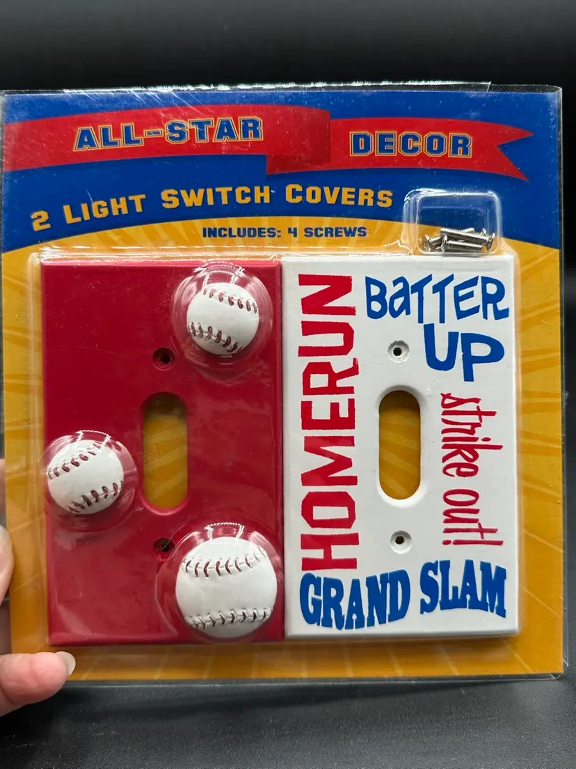 Baseball Light Switch Covers All Star Decor Set NIP