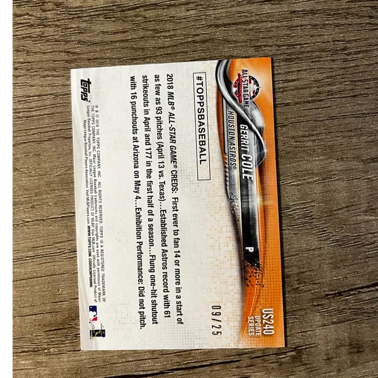 2018 Topps Update Gerrit Cole Camo /25