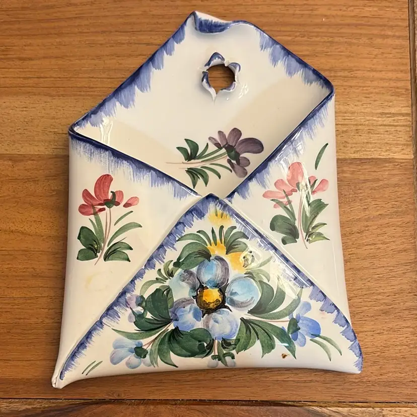 Beautiful Porcelain Wall Pocket Made In Italy And Hand painted.