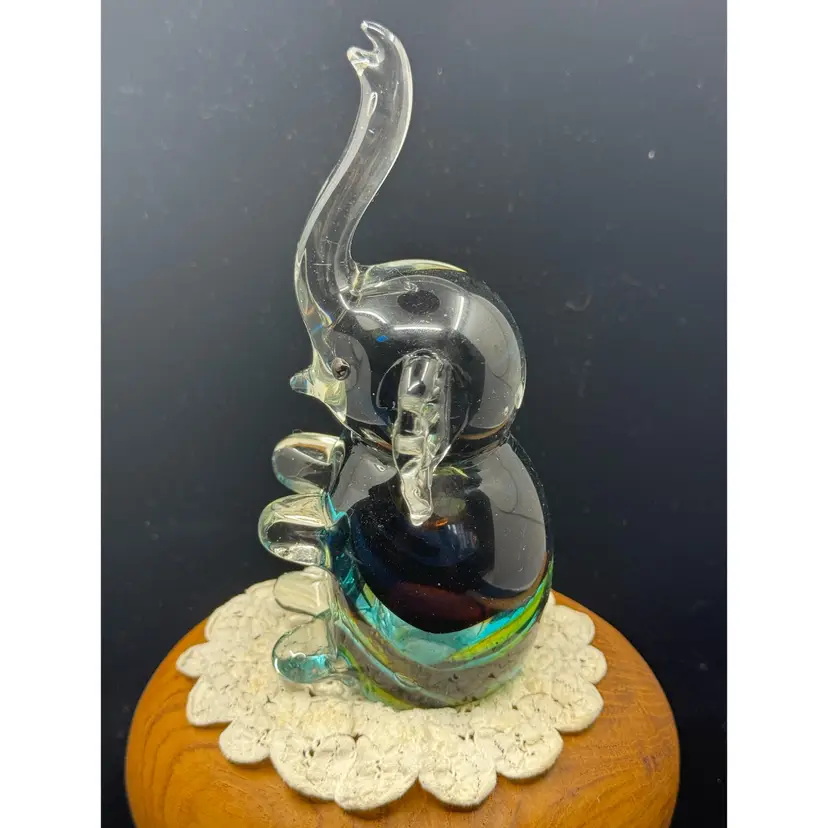 Blue, Green, Clear Elephant Digital Paperweight, Hollow
