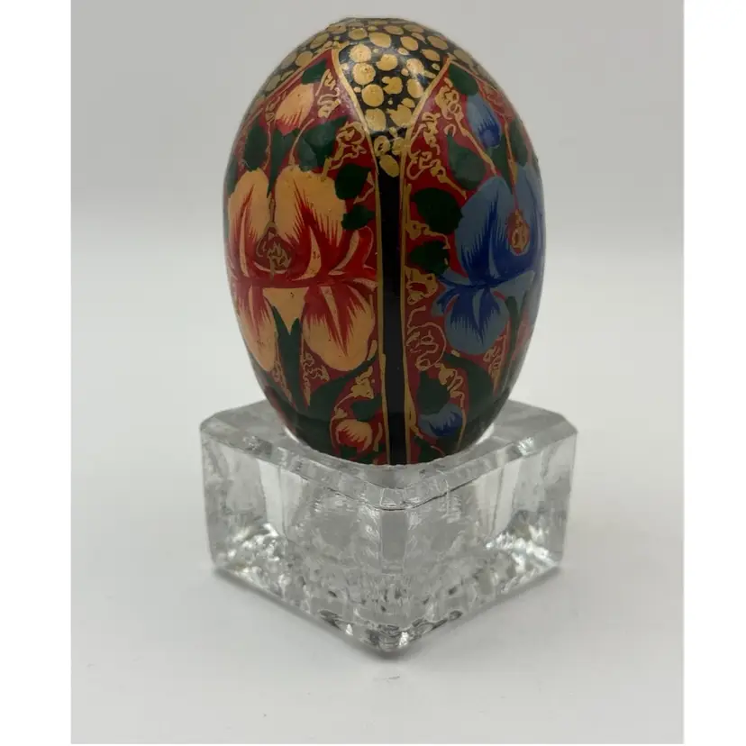 Kashmir Hand Painted Lacquer Egg ~ Easter Iris