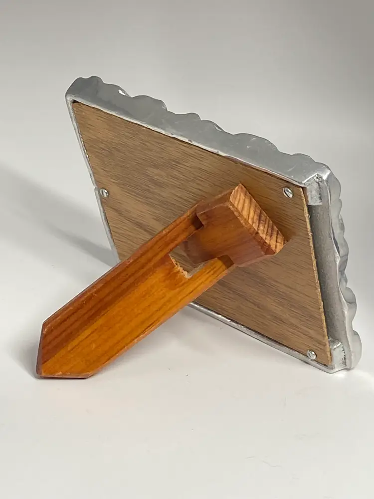 Heavy Pewter & Wood Photo Frame w/ Floral Design, 2.5 x 3.5