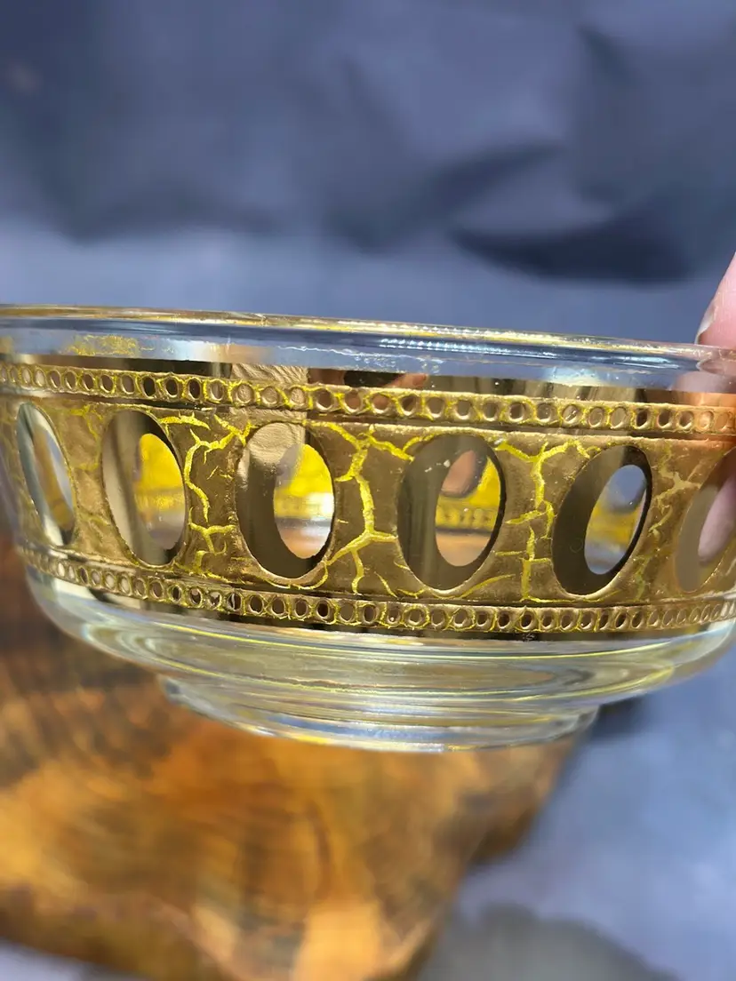 Vintage Culver Antigua Snack Side Cereal Bowl 22k Gold '60s VIBRANT