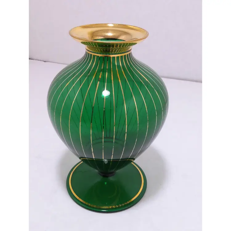 Emerald Green and Gold MCM Vase