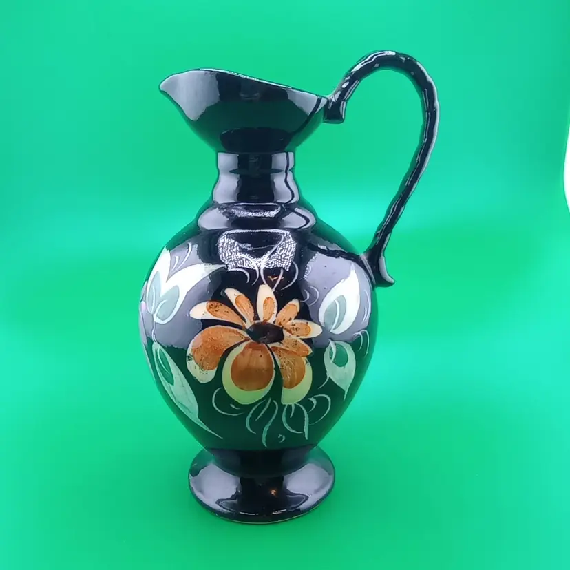 Black ceramic ewer, made in Germany