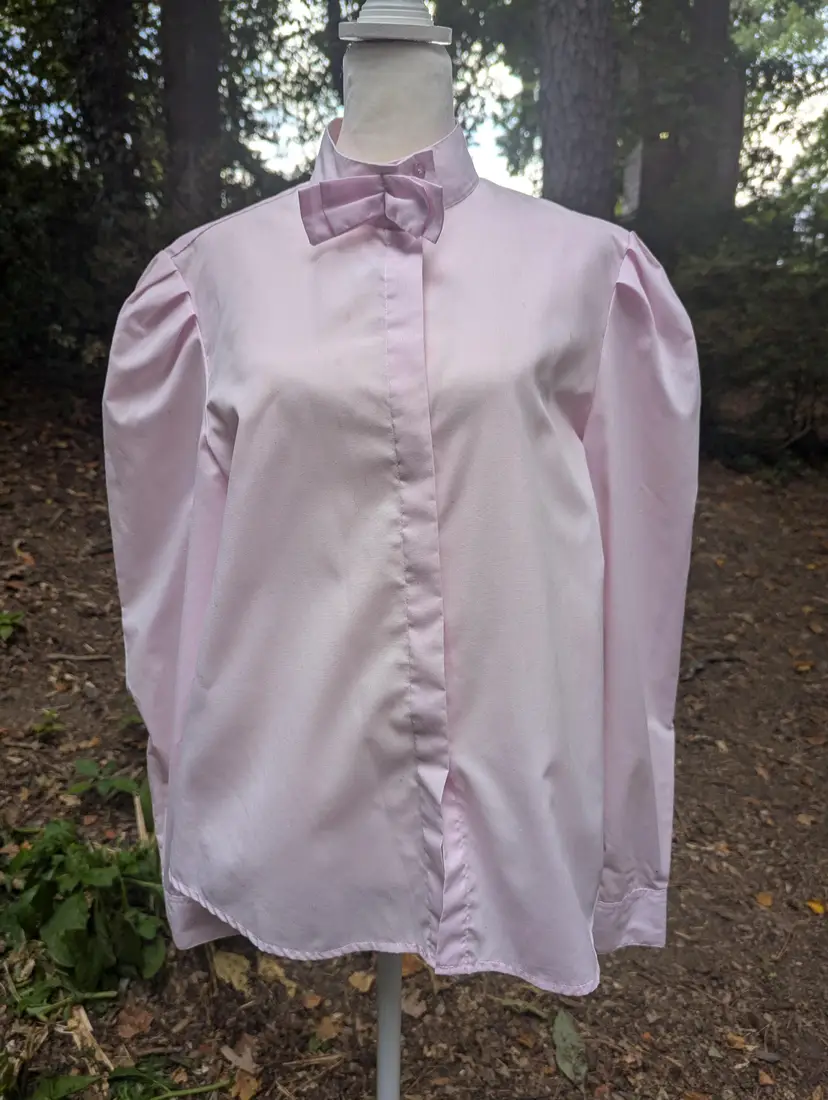 VTG 80'S DIANE VON FURSTENBERG PINK PUFF Sleeve Bow Blouse