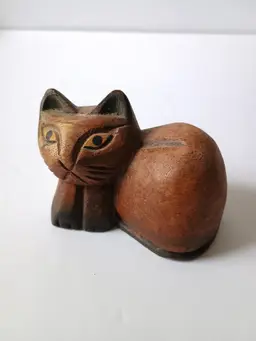 MCM Hand Carved Wooden Cat