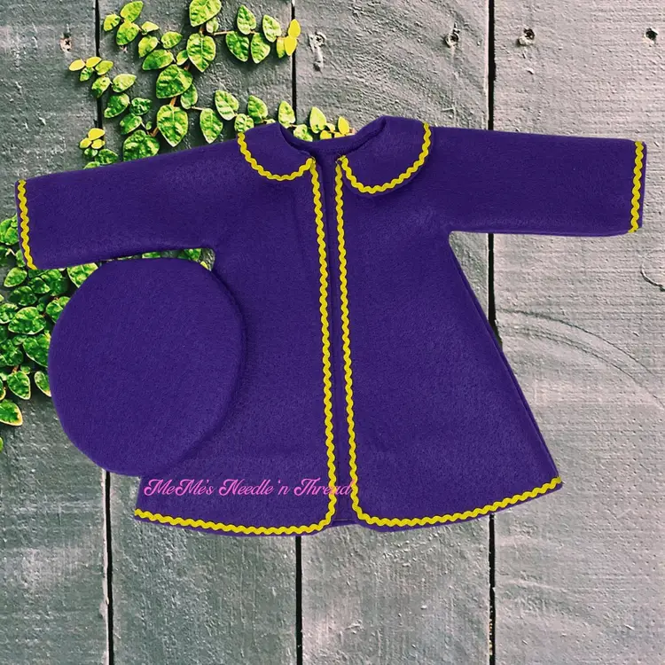Purple Chic Doll Coat & Beret Set