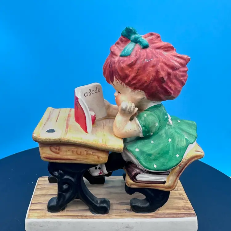1958 "Spell Bound" Red Head Girl At Desk Goebel W. Germany 4.5" Tall