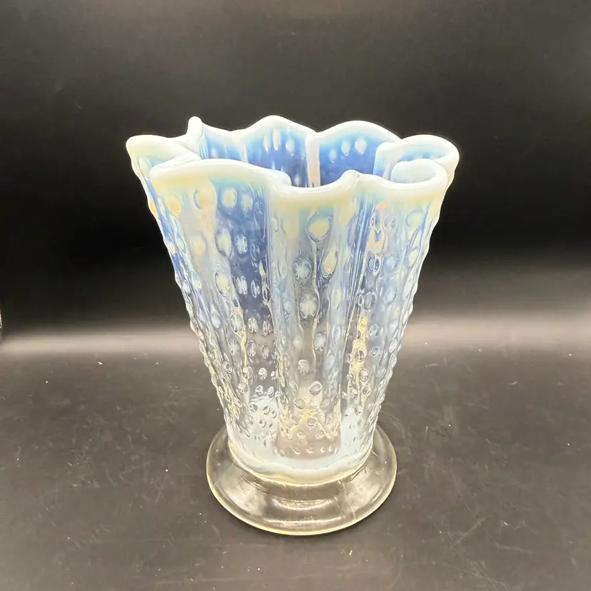 Vintage Moonstone Opalescent Handkerchief Vase