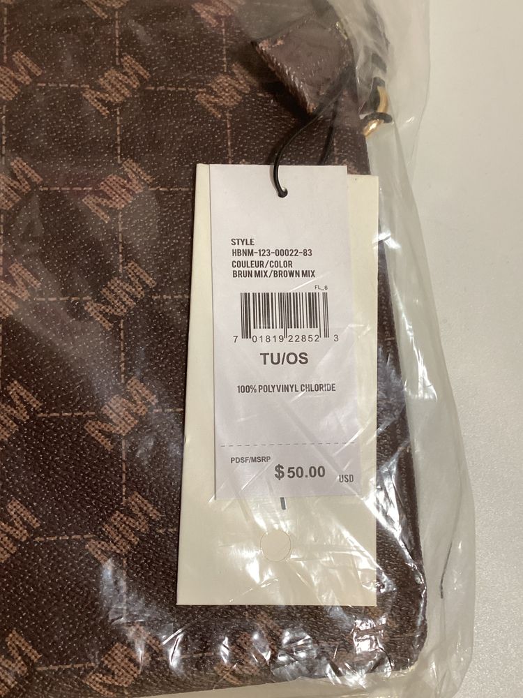 26 - NWT Nicole Miller NY Logo Crossbody & Earbud Case Brown