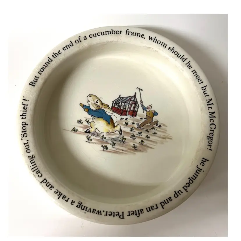 Wedgwood Peter Rabbit Beatrix Potter Designs Child's Bowl England 6.5 in Diameter