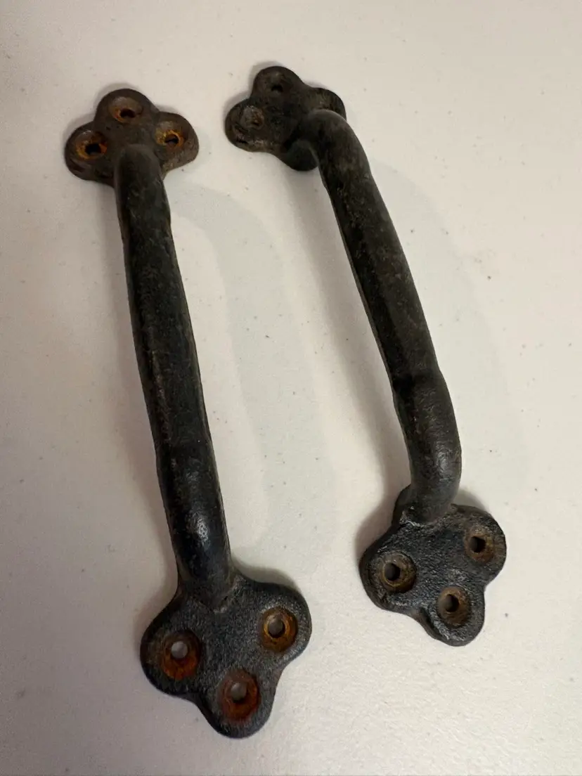 2 Rustic Cast Iron Antique Style Restore Barn Handles Gate Pull Door Handle