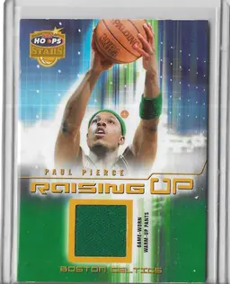 Paul Pierce NBA Hoops Stars Raising Up Card - Boston Celtics Warm-Up Patch 127/250