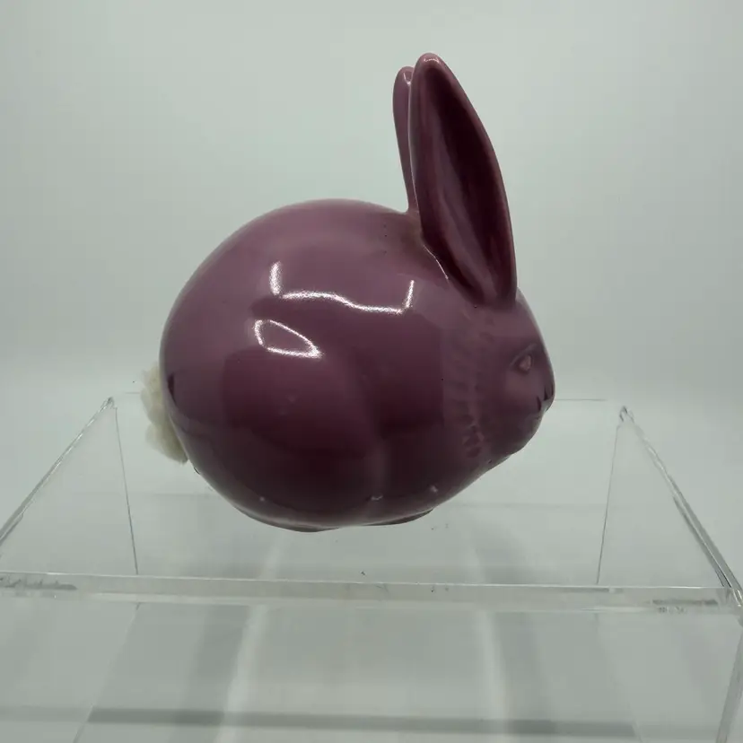 Vintage Ceramic Bunny, Rabbit Vohann of CA USA cotton ball dispenser