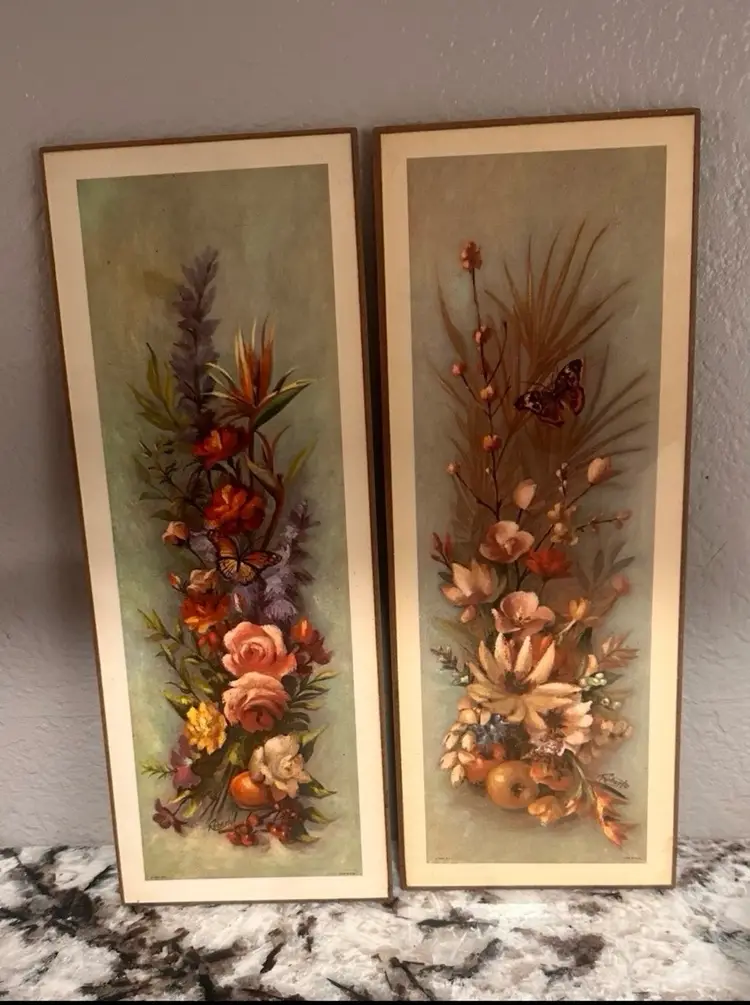 Floral Wall Art Set Of 2, signed Roberto