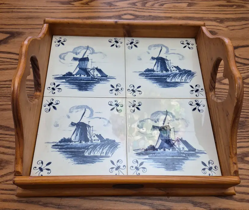 Four Tile Wood Tray The Bottlebrush Collection Australia