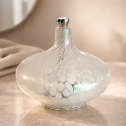 Vintage Irridescent Finish Art Glass Oil Lamp, 4" Tall