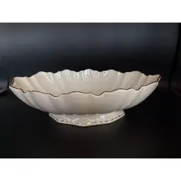 Lenox Symphony 11" Scalloped Oval Centerpiece Serving Bowl 24K Gold Trim Ivory