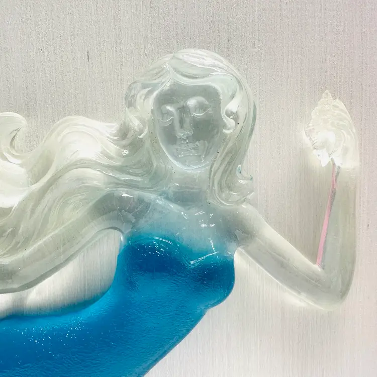 Plastic Lucite Resin Mermaid Holding Shell Wall Decor