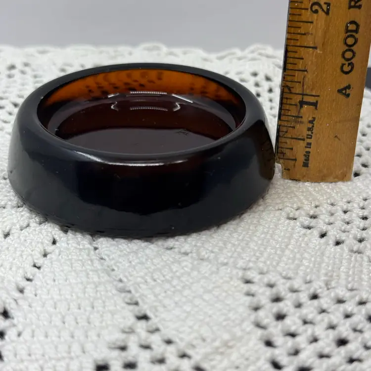 Vintage Glass Furniture Caster Cup Amber Brown Anchor Hocking Slides 2.5”