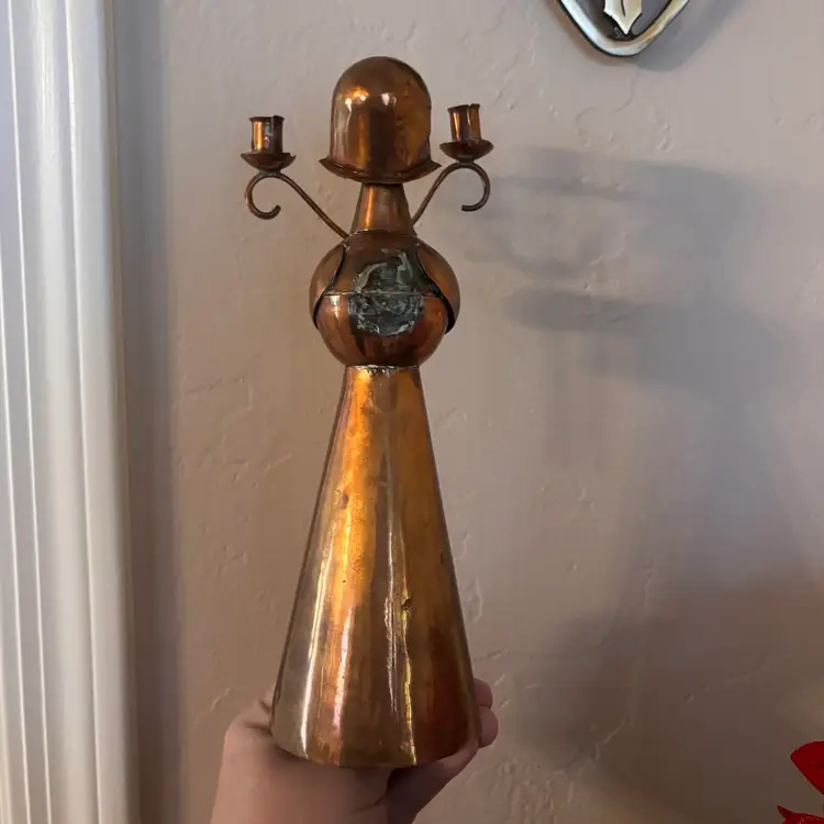 Vintage Copper Girl Candle Holder