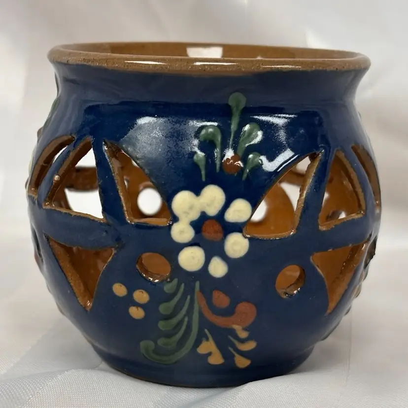 Rothenburger Keramik K Ehler Pottery Redware Orchid Pot Or Tea Light Germany