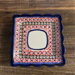 Blue Rose Polish Pottery Floral Butterfly Saucer