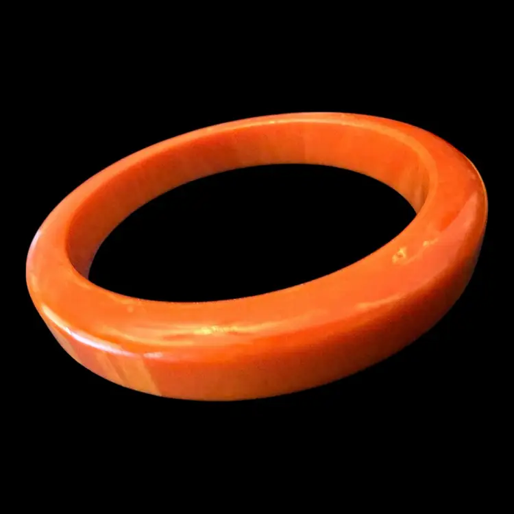 Bakelite Orange Swirl Bangle 2.5” Opening