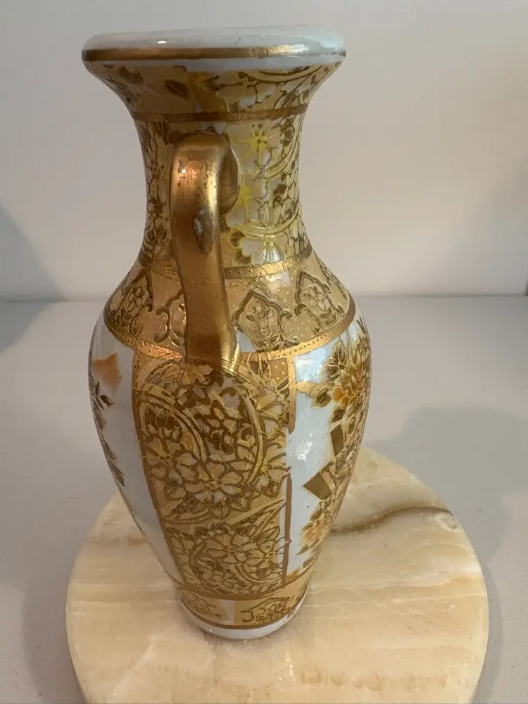 Antique Gilt Peonies Amphora Vase
