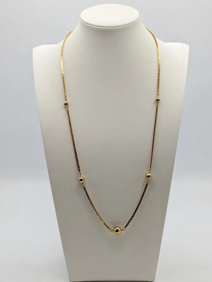 Vintage Avon Gold Tone Beaded Station Chain Necklace