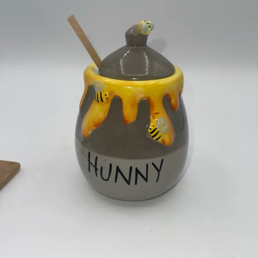 Disney Winnie the Pooh “Hunny” Honey Pot Jar with comb Collectible 5”