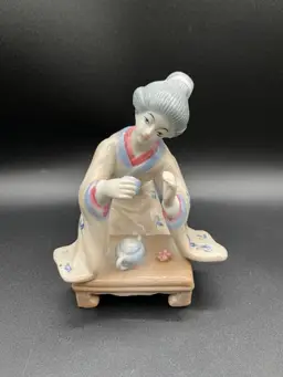 #21 Lenwile Ardalt Porcelain Geisha Tea Ceremony Hand Painted #3691 Figurine 5.5”🍵