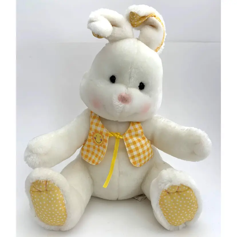 Hallmark Sunnyside Bunny Plush Toy Vintage Easter Rabbit Stuffed Animal White Yellow
