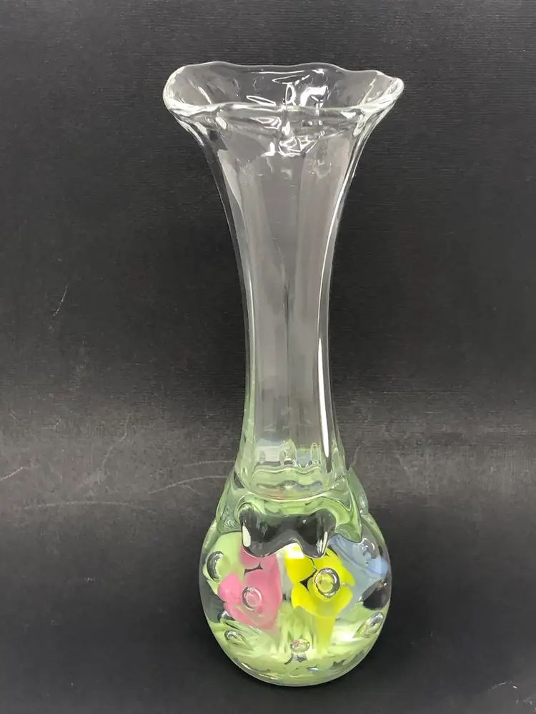 Pastel Colored Floral Paperweight Vase