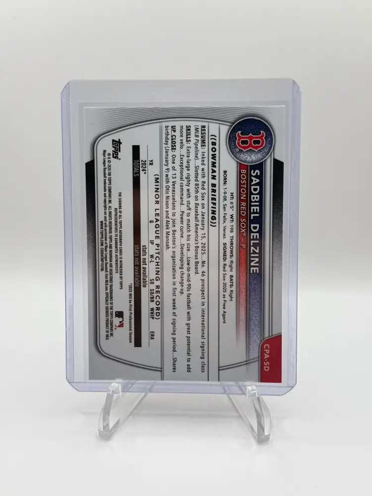 2025 Bowman Chrome  Sadbiel Delzine Orange Wave Auto /25 Redsox