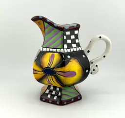 Prospero Design Studio Hand Painted Ceramic Creamer 5"x 4"x 5"