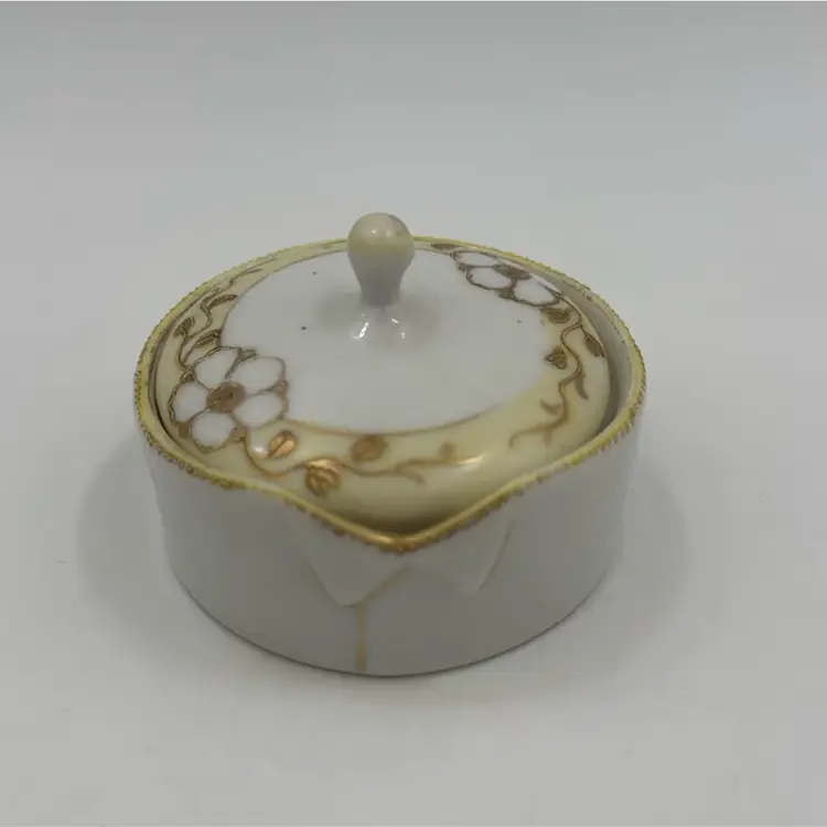 Vintage Nepal Hand Painted Trinket Dish With Lid. Very Cute Mini