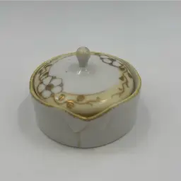 Vintage Nepal Hand Painted Trinket Dish With Lid. Very Cute Mini