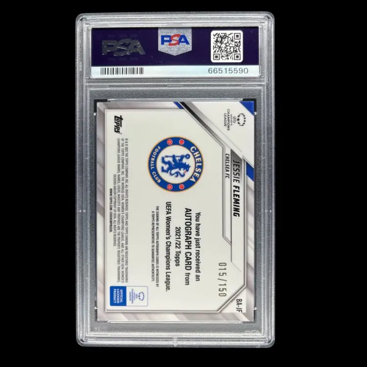 Jessie Fleming 2021/22 Topps Chrome UWCL Pink Autograph /150 PSA 10 Soccer Card