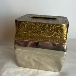 #01 - Veratex Brass Silver Tone Tissue Box Cover
