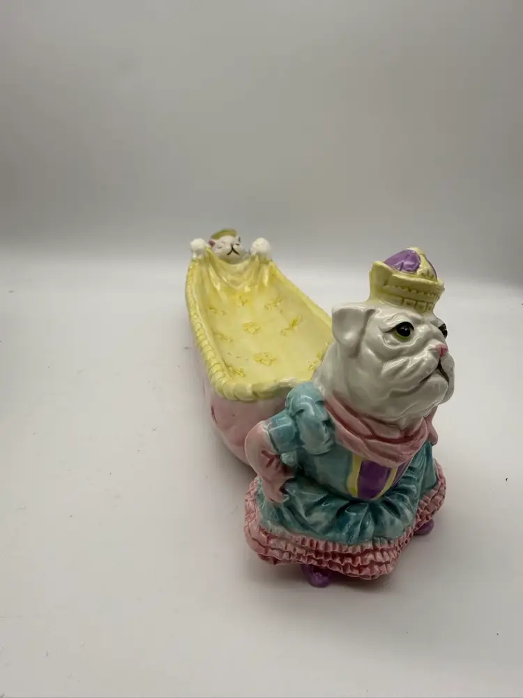 Vintage Fitz & Floyd Reigning Cats And Dogs Queen Isabulla de Mastiff Dish