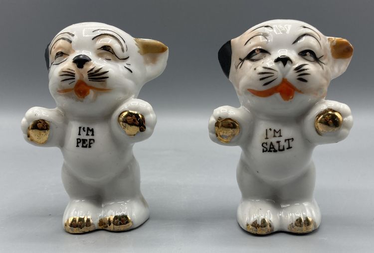Bonzo Dog Salt and Pepper Shakers I'm Pep I'm Salt Japan - Vintage