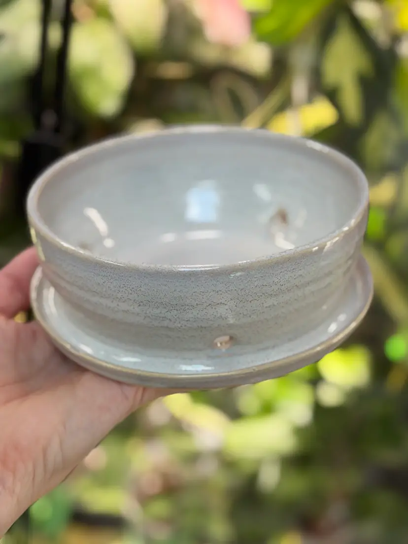 #23 Handmade pot, with drainage tray 5.5 x 2